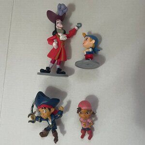 Lot of 4 Jake and the Neverland Pirates & Captain Hook PVC Cake Toppers READ